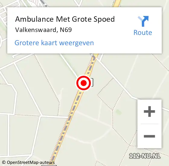 Locatie op kaart van de 112 melding: Ambulance Met Grote Spoed Naar Valkenswaard, N69 op 4 juli 2020 02:38