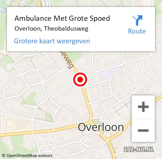 Locatie op kaart van de 112 melding: Ambulance Met Grote Spoed Naar Overloon, Theobaldusweg op 4 juli 2020 02:57