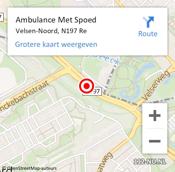 Locatie op kaart van de 112 melding: Ambulance Met Spoed Naar Velsen-Noord, N197 Re op 4 juli 2020 03:56