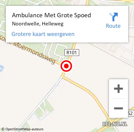 Locatie op kaart van de 112 melding: Ambulance Met Grote Spoed Naar Noordwelle, Helleweg op 4 juli 2020 11:53