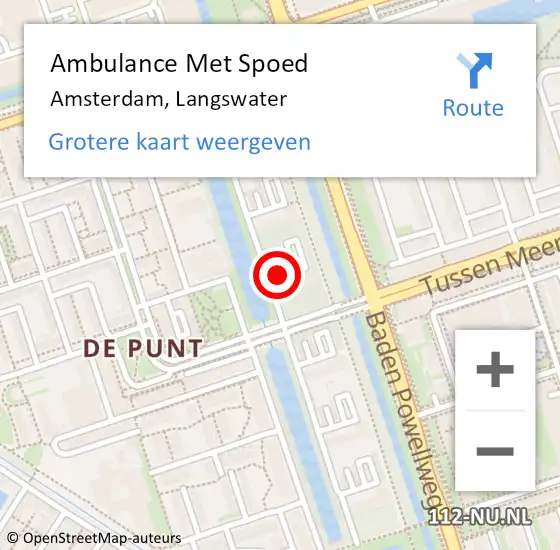 Locatie op kaart van de 112 melding: Ambulance Met Spoed Naar Amsterdam, Langswater op 4 juli 2020 13:13