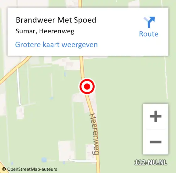 Locatie op kaart van de 112 melding: Brandweer Met Spoed Naar Sumar, Heerenweg op 11 mei 2014 18:18