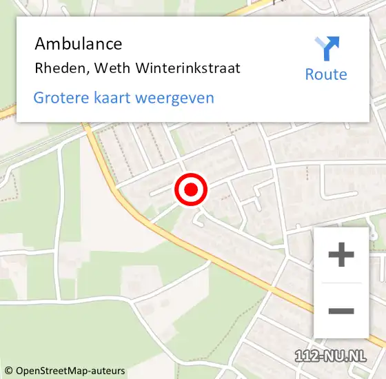 Locatie op kaart van de 112 melding: Ambulance Rheden, Weth Winterinkstraat op 4 juli 2020 16:15