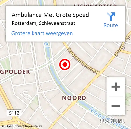 Locatie op kaart van de 112 melding: Ambulance Met Grote Spoed Naar Rotterdam, Schieveenstraat op 4 juli 2020 16:58
