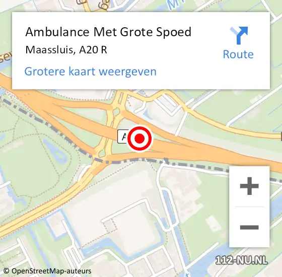 Locatie op kaart van de 112 melding: Ambulance Met Grote Spoed Naar Maassluis, A20 R op 4 juli 2020 17:14