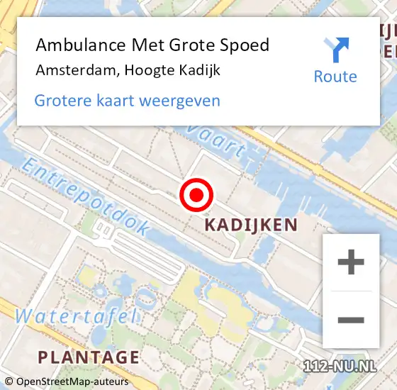 Locatie op kaart van de 112 melding: Ambulance Met Grote Spoed Naar Amsterdam, Hoogte Kadijk op 4 juli 2020 18:42