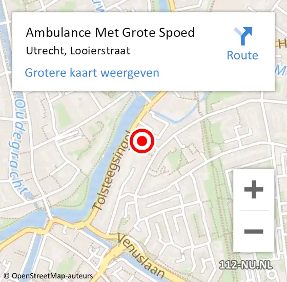 Locatie op kaart van de 112 melding: Ambulance Met Grote Spoed Naar Utrecht, Looierstraat op 4 juli 2020 20:09