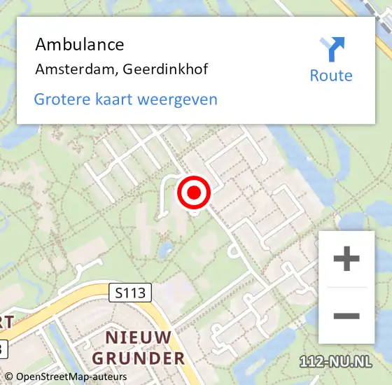 Locatie op kaart van de 112 melding: Ambulance Amsterdam, Geerdinkhof op 4 juli 2020 23:52