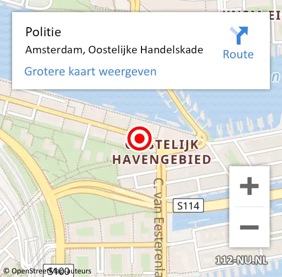 Locatie op kaart van de 112 melding: Politie Amsterdam, Oostelijke Handelskade op 5 juli 2020 01:37