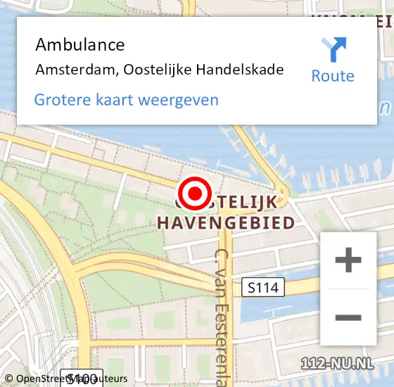 Locatie op kaart van de 112 melding: Ambulance Amsterdam, Oostelijke Handelskade op 5 juli 2020 03:03