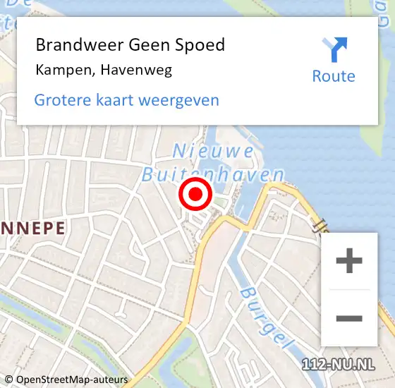 Locatie op kaart van de 112 melding: Brandweer Geen Spoed Naar Kampen, Havenweg op 5 juli 2020 08:41