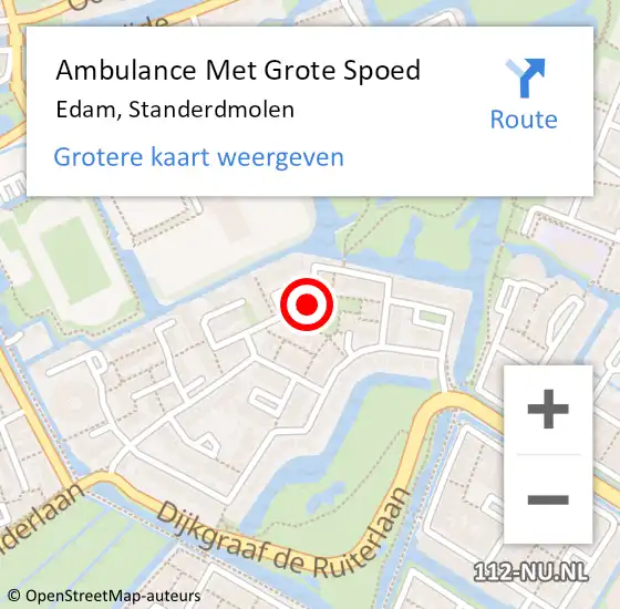 Locatie op kaart van de 112 melding: Ambulance Met Grote Spoed Naar Edam, Standerdmolen op 5 juli 2020 09:30