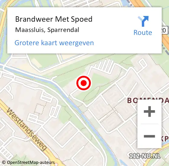 Locatie op kaart van de 112 melding: Brandweer Met Spoed Naar Maassluis, Sparrendal op 5 juli 2020 12:08