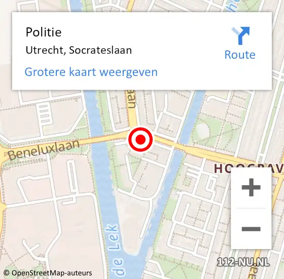 Locatie op kaart van de 112 melding: Politie Utrecht, Socrateslaan op 5 juli 2020 14:55