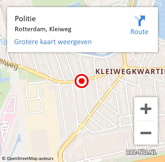 Locatie op kaart van de 112 melding: Politie Rotterdam, Kleiweg op 5 juli 2020 15:02