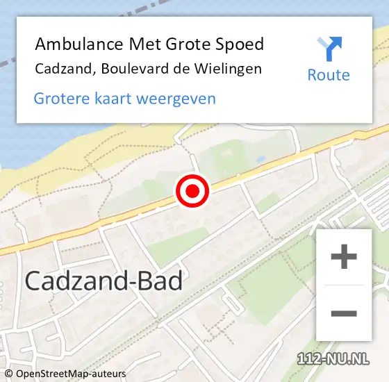 Locatie op kaart van de 112 melding: Ambulance Met Grote Spoed Naar Cadzand, Boulevard de Wielingen op 5 juli 2020 16:00
