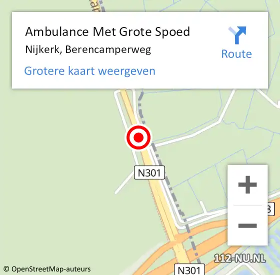 Locatie op kaart van de 112 melding: Ambulance Met Grote Spoed Naar Nijkerk, Berencamperweg op 5 juli 2020 16:59