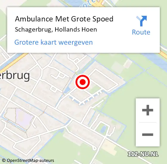 Locatie op kaart van de 112 melding: Ambulance Met Grote Spoed Naar Schagerbrug, Hollands Hoen op 5 juli 2020 18:41