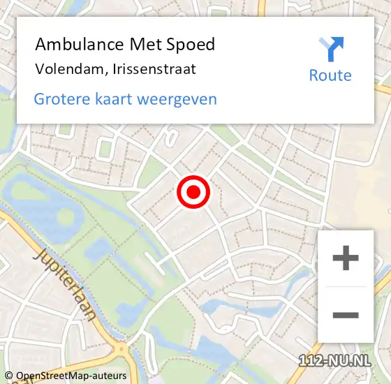 Locatie op kaart van de 112 melding: Ambulance Met Spoed Naar Volendam, Irissenstraat op 6 juli 2020 04:55