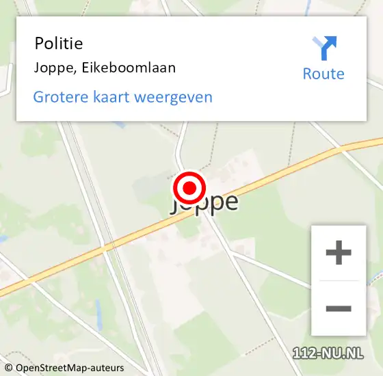 Locatie op kaart van de 112 melding: Politie Joppe, Eikeboomlaan op 6 juli 2020 07:07