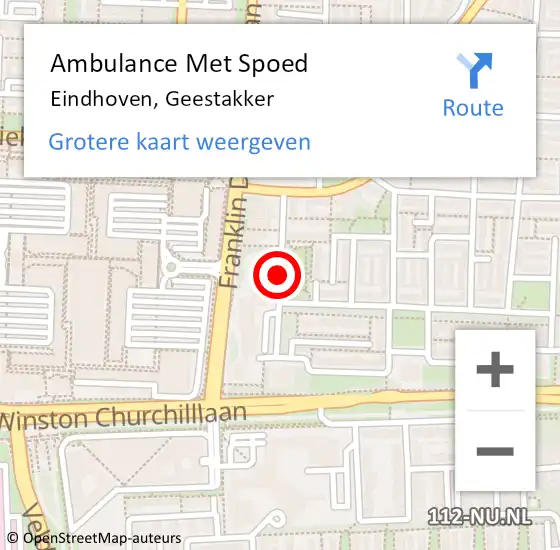 Locatie op kaart van de 112 melding: Ambulance Met Spoed Naar Eindhoven, Geestakker op 6 juli 2020 07:57