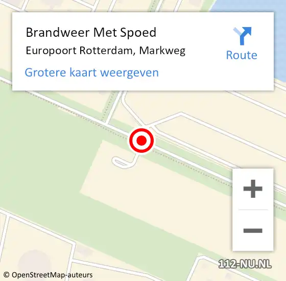 Locatie op kaart van de 112 melding: Brandweer Met Spoed Naar Europoort Rotterdam, Markweg op 6 juli 2020 10:14