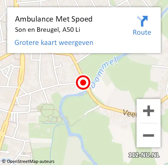 Locatie op kaart van de 112 melding: Ambulance Met Spoed Naar Son en Breugel, A50 Li op 6 juli 2020 10:16