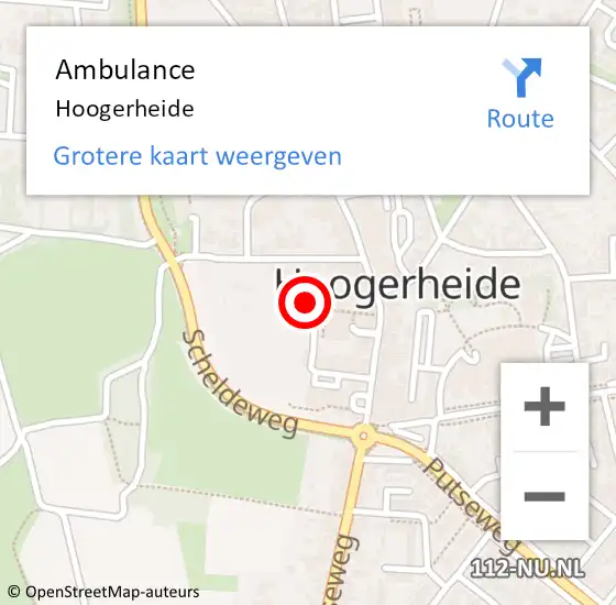 Locatie op kaart van de 112 melding: Ambulance Hoogerheide op 6 juli 2020 10:40
