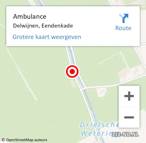 Locatie op kaart van de 112 melding: Ambulance Delwijnen, Eendenkade op 6 juli 2020 11:44