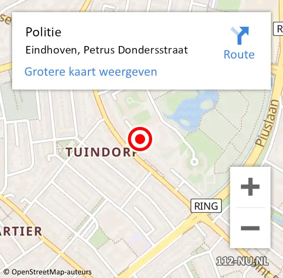 Locatie op kaart van de 112 melding: Politie Eindhoven, Petrus Dondersstraat op 6 juli 2020 11:45