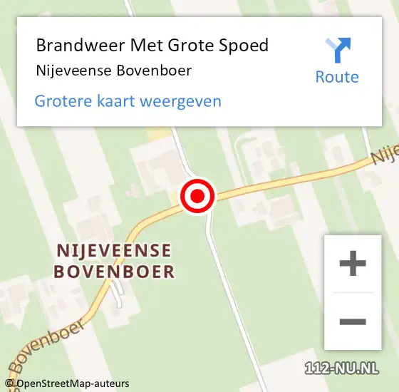 Locatie op kaart van de 112 melding: Brandweer Met Grote Spoed Naar Nijeveense Bovenboer op 11 mei 2014 22:17