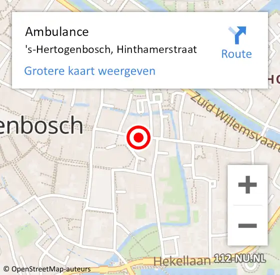 Locatie op kaart van de 112 melding: Ambulance 's-Hertogenbosch, Hinthamerstraat op 6 juli 2020 16:14