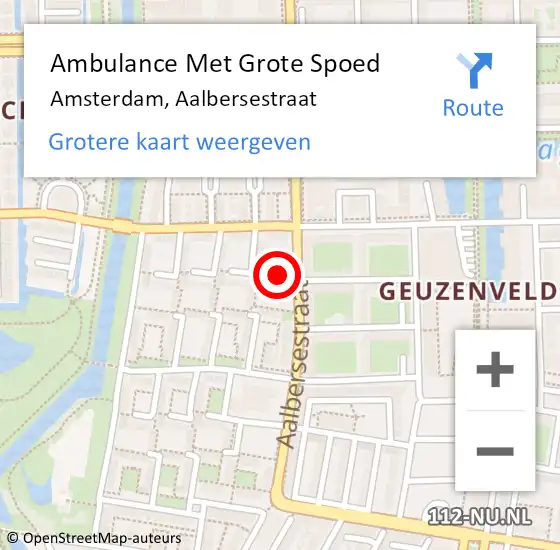 Locatie op kaart van de 112 melding: Ambulance Met Grote Spoed Naar Amsterdam, Aalbersestraat op 6 juli 2020 20:50