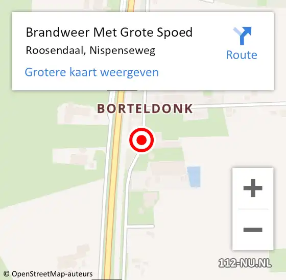 Locatie op kaart van de 112 melding: Brandweer Met Grote Spoed Naar Roosendaal, Nispenseweg op 6 juli 2020 22:21