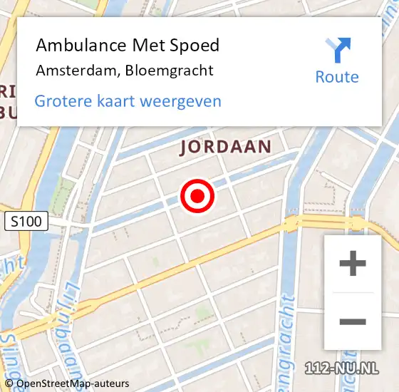 Locatie op kaart van de 112 melding: Ambulance Met Spoed Naar Amsterdam, Bloemgracht op 6 juli 2020 22:35