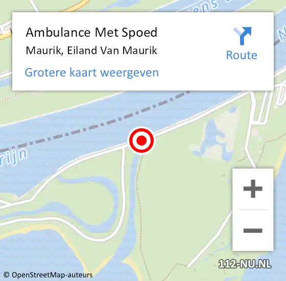 Locatie op kaart van de 112 melding: Ambulance Met Spoed Naar Maurik, Eiland Van Maurik op 6 juli 2020 23:28
