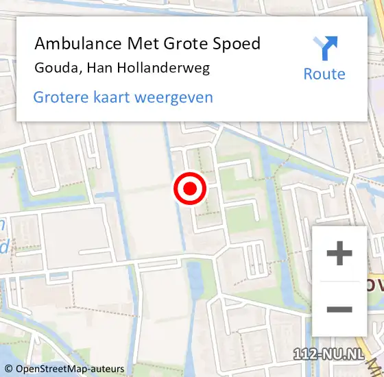 Locatie op kaart van de 112 melding: Ambulance Met Grote Spoed Naar Gouda, Han Hollanderweg op 6 juli 2020 23:34