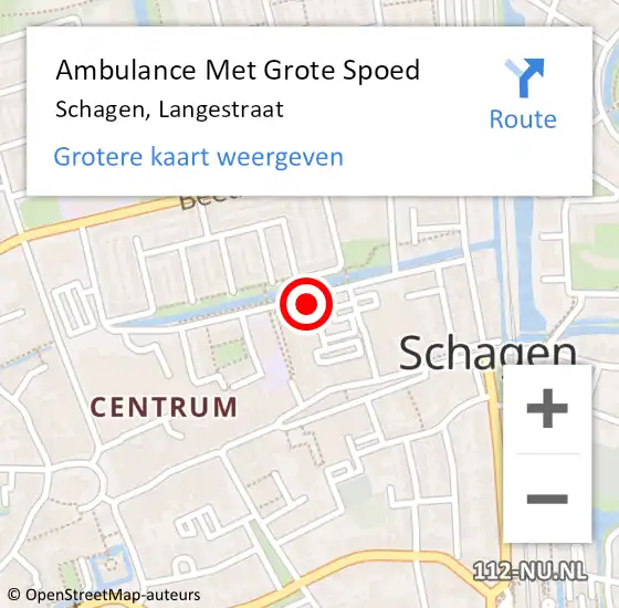 Locatie op kaart van de 112 melding: Ambulance Met Grote Spoed Naar Schagen, Langestraat op 7 juli 2020 01:50