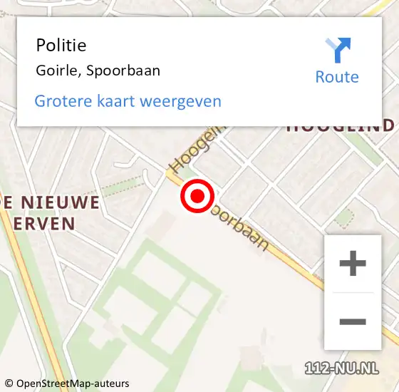 Locatie op kaart van de 112 melding: Politie Goirle, Spoorbaan op 7 juli 2020 09:56