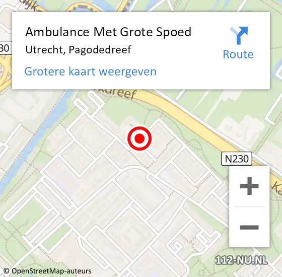 Locatie op kaart van de 112 melding: Ambulance Met Grote Spoed Naar Utrecht, Pagodedreef op 7 juli 2020 11:54