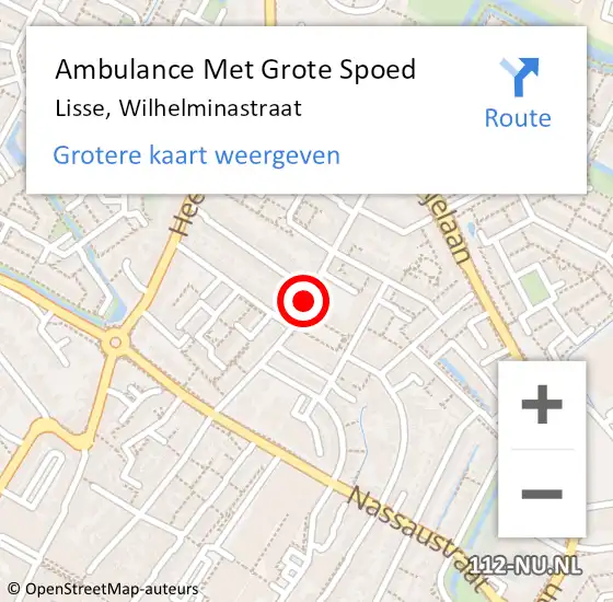 Locatie op kaart van de 112 melding: Ambulance Met Grote Spoed Naar Lisse, Wilhelminastraat op 7 juli 2020 12:10