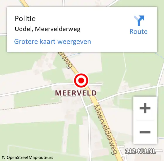 Locatie op kaart van de 112 melding: Politie Uddel, Meervelderweg op 7 juli 2020 16:55