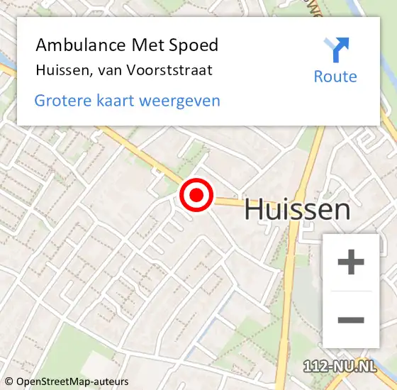 Locatie op kaart van de 112 melding: Ambulance Met Spoed Naar Huissen, van Voorststraat op 7 juli 2020 17:10
