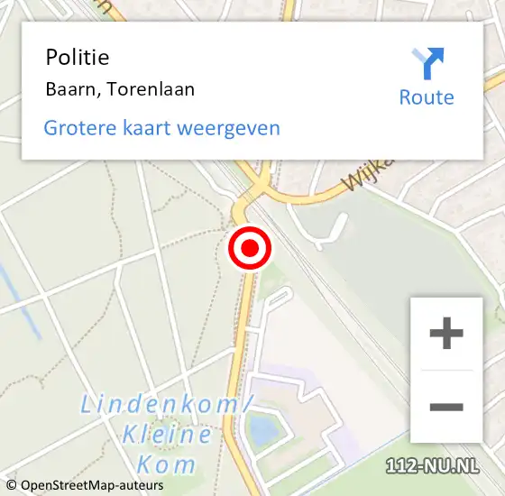 Locatie op kaart van de 112 melding: Politie Baarn, Torenlaan op 7 juli 2020 19:26