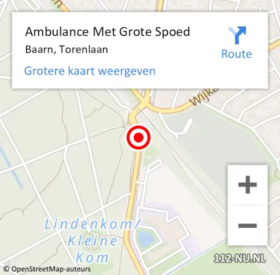 Locatie op kaart van de 112 melding: Ambulance Met Grote Spoed Naar Baarn, Torenlaan op 7 juli 2020 19:27