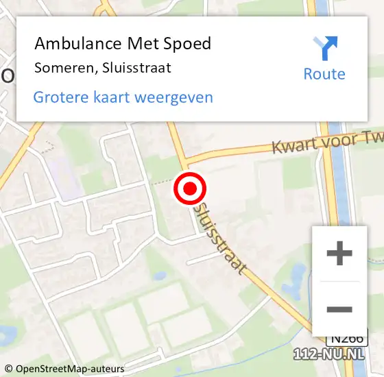 Locatie op kaart van de 112 melding: Ambulance Met Spoed Naar Someren, Sluisstraat op 7 juli 2020 22:36