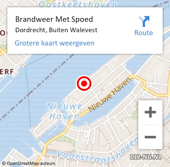 Locatie op kaart van de 112 melding: Brandweer Met Spoed Naar Dordrecht, Buiten Walevest op 8 juli 2020 02:16