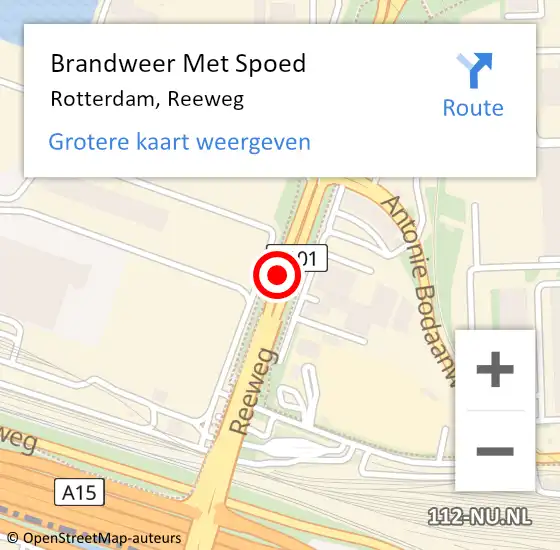 Locatie op kaart van de 112 melding: Brandweer Met Spoed Naar Rotterdam, Reeweg op 8 juli 2020 08:39