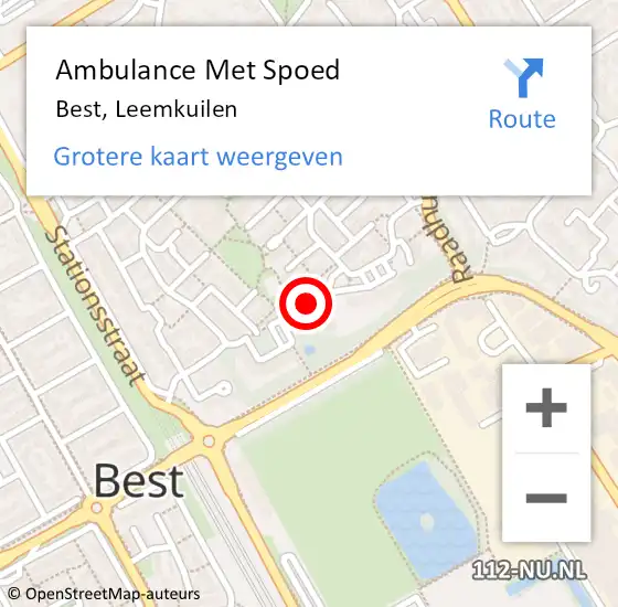 Locatie op kaart van de 112 melding: Ambulance Met Spoed Naar Best, Leemkuilen op 8 juli 2020 12:05