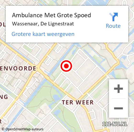 Locatie op kaart van de 112 melding: Ambulance Met Grote Spoed Naar Wassenaar, De Lignestraat op 8 juli 2020 12:43